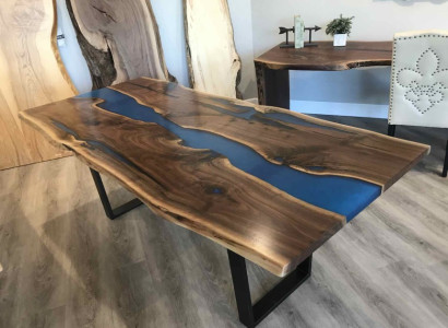 Table Dining table Tables epoxy resin epoxy real Wood solid design Furniture 240x100