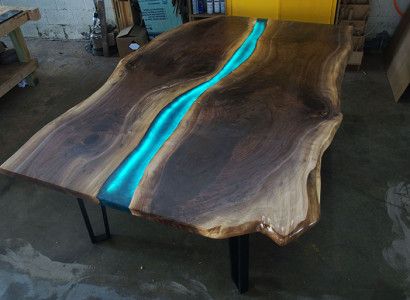Table Dining table Tables epoxy resin epoxy solid design Furniture 240x100 real Wood