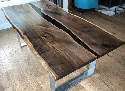 Table Dining table Tables epoxy resin epoxy real Wood solid design Furniture 220x90