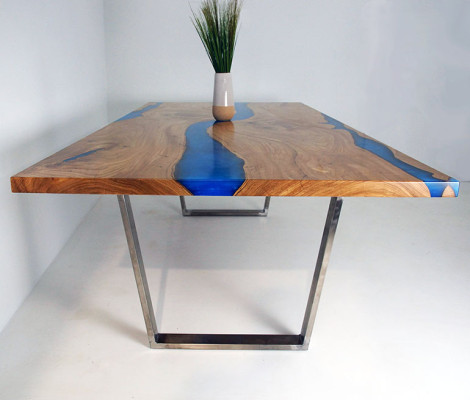 Tables Dining table Design Table Modern Sea River Furniture 220x90 Epoxy Resin Ocean