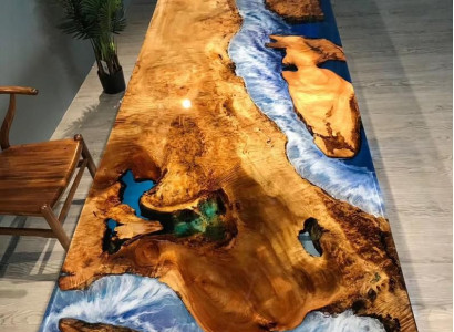 Dining table Design Table Resin Modern Tables Sea River Furniture 220x90 Epoxy Ocean