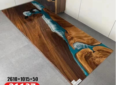 Epoxy Resin River Table Real Solid Wood Blue Water Tables Epoxy
