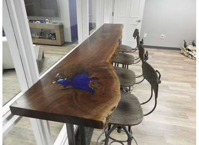 Epoxy counter bar table real wood solid furniture waterfall epoxy table 240x70