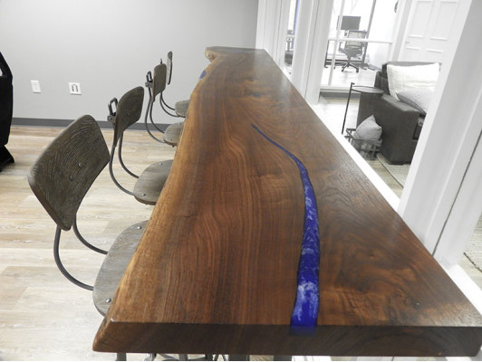 Epoxy counter bar table real wood solid furniture waterfall epoxy table 240x70
