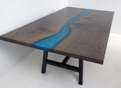 Epoxy resin Dining table River Table Real Wood Solid Tables 220x100