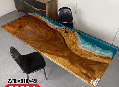 Table Dining table Tables Resin Epoxy Solid Design Furniture 221x91 Genuine
