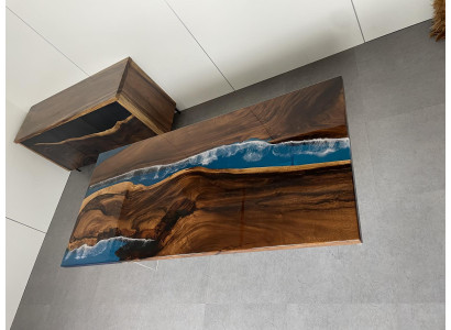 Dining table Table Epoxy resin Solid Tables 220x90 River table Real Wood