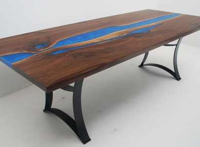 Dining table Blue River Table Real Wood 220x90 Tables Epoxy resin new
