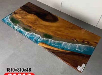 Ocean Table Epoxy Resin Design Tables Luxury Wood Dining room Furniture