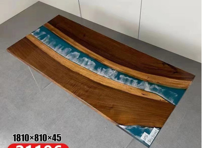Real Wood Waterfall Table Epoxy Resin Dining table Epoxy Tables Solid