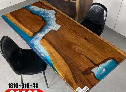 Tables Dining table Design Table Modern Sea River Decorative Furniture 181x81 Epoxy