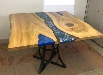 Dining table River Table Real Wood River Table 110x110 Solid Tables