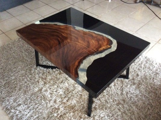 Coffee table River Table Epoxy resin Solid Tables 70x40 river table