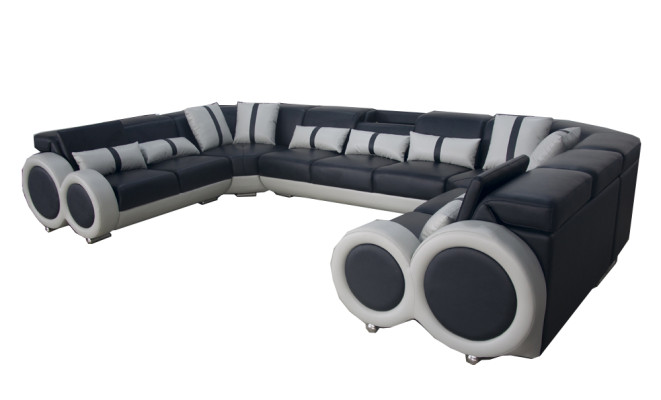 Design Living landscape Leather Sofa Couch Upholstery Corner suite Modern Seat Corner USB