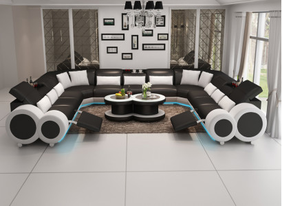Leather sofa Couch Living landscape Corner sofa Corner Suite Design Modern Sofa G8035B