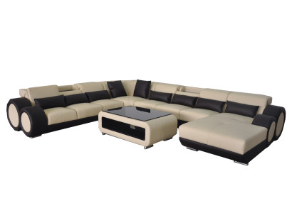 Leather sofa Living landscape Suite Design Modern Corner Sofa U-shape Chaise G8035