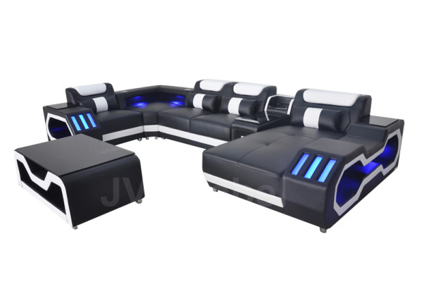 Leather Sofa Corner Suite Design Modern Living landscape Coffee table U-shape G8046 new