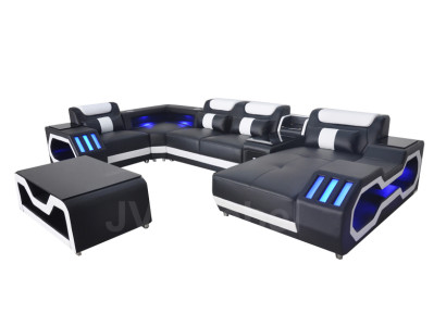 Leather Sofa Corner Suite Design Modern Living landscape Coffee table U-shape G8046 new