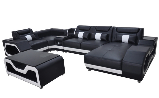Leather Sofa Corner Suite Design Modern Living landscape Coffee table U-shape G8046 new