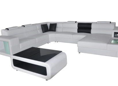 Design Leather Upholstery Corner Leather Seat Sofa USB Upholstery Corner Living Landscape Room