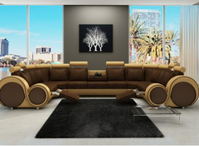 Modern Leather Couch Corner sofa Upholstery Couches XXL Big Living areas + USB