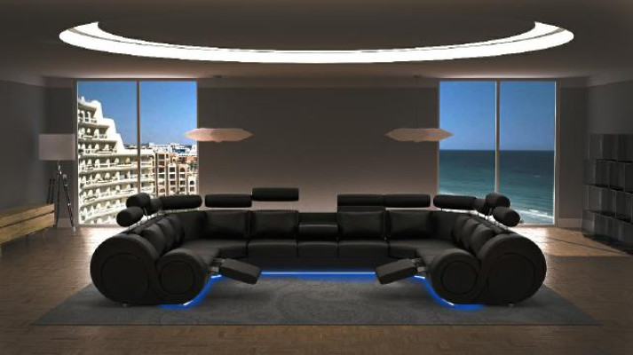 Designer XXL Living landscape Sofa with USB Couch Upholstery Corner sofa Textile Fabric new