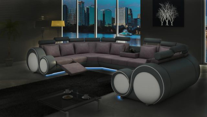 Fabric Couch Textile Sofa Corner sofa USB, Couch Living landscape XXL Textile Sofa Couches