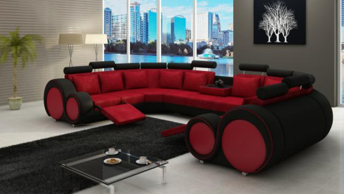 Fabric Couch Textile Sofa Corner sofa USB, Couch Living landscape XXL Textile Sofa Couches