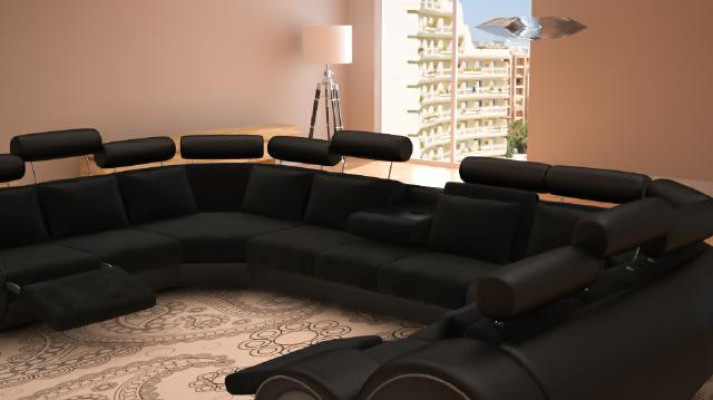 Designer XXL Living landscape Sofa Couch Upholstery Suite Corner sofa Textile Fabric new