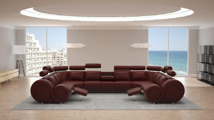 Corner sofa Leather sofa Upholstery Couch XXL Big Living landscape Leather sofa Sofa Berlin 6
