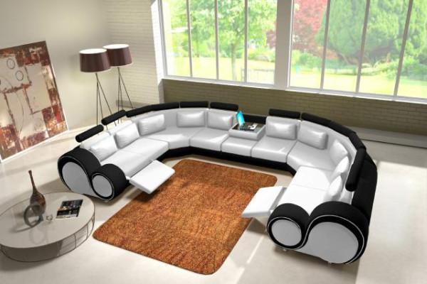 Leather sofa Upholstery Couch Living landscape Leather Textile Sofa XXL Corner sofa