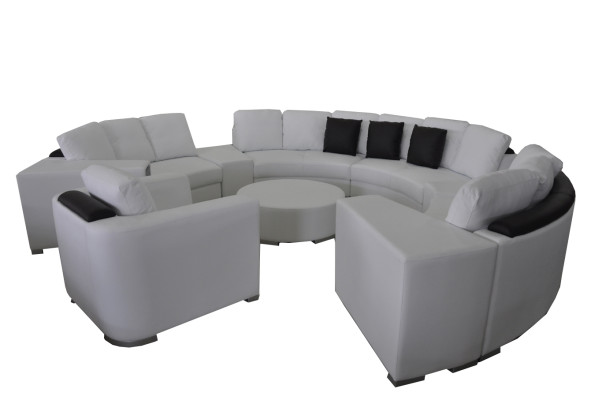 Round Sofa Couch Upholstery XXL Big Round Couches Living landscape Armchair Puff + USB