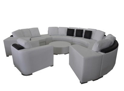 Round Sofa Couch Upholstery XXL Big Round Couches Living landscape Armchair Puff + USB