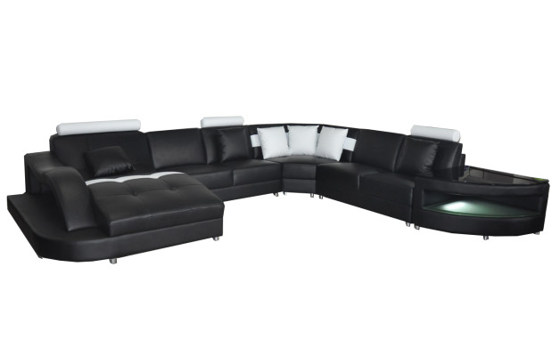 Leather Sofas Living landscape Corner Suite Design Modern Sofa with USB L6015 Table