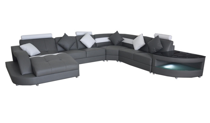 Leather Sofas Living landscape Corner Suite Design Modern Sofa with USB L6015 Table