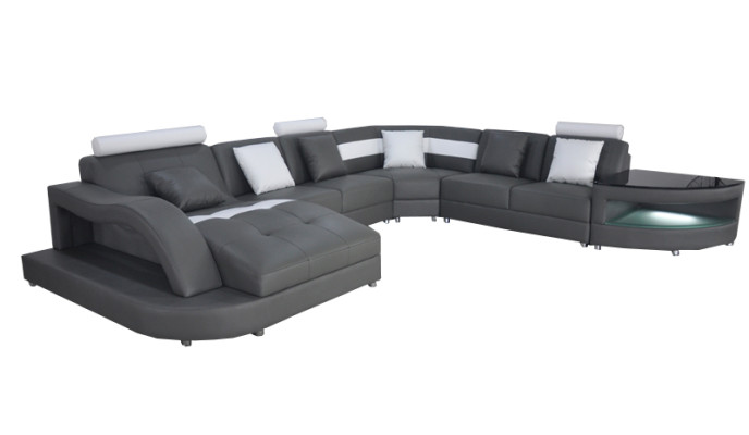 Leather Sofas Living landscape Corner Suite Design Modern Sofa with USB L6015 Table