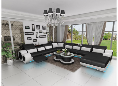 Leather sofa Couch Living landscape Corner sofa Corner Suite Design Modern Sofa