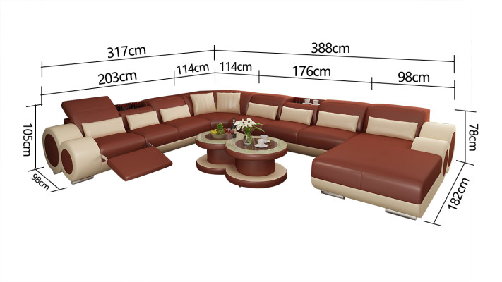 Leather sofa Couch Living landscape Corner sofa Corner Suite Design Modern Sofa