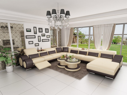 Leather sofa Couch Living landscape Corner sofa Corner Suite Design Modern Sofa