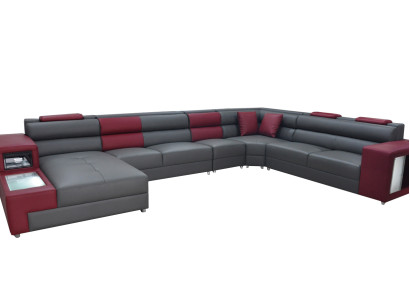 Designer Leather Upholstery Seat Corner Leather Sofa Upholstery Corner Landscape Room XXL