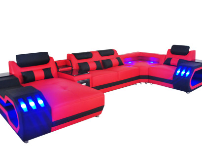 Leather Sofa Couch Living landscape Suite Design Modern Sofa U-shape Sofa with USB