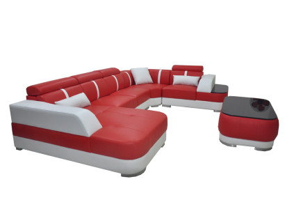 Design Corner Couch Seat Leather Upholstery Corner Suite Living landscape Sofa with USB