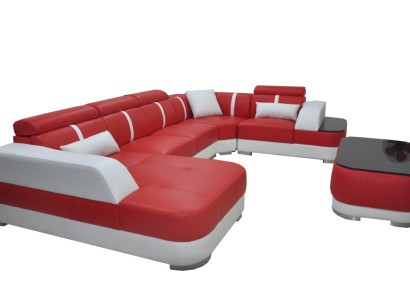 Design Corner Couch Seat Leather Upholstery Corner Suite Living landscape Sofa with USB