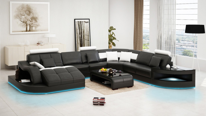 Leather sofa Couch Living landscape Corner sofa Corner Suite Design Modern new Sofa +USB