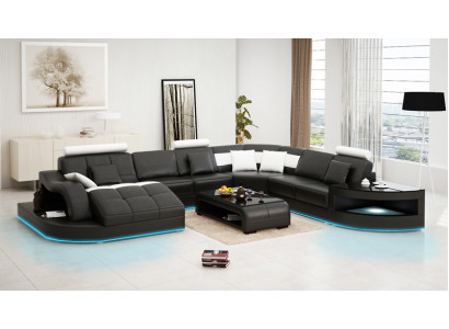 Leather sofa Couch Living landscape Corner sofa Corner Suite Design Modern new Sofa +USB