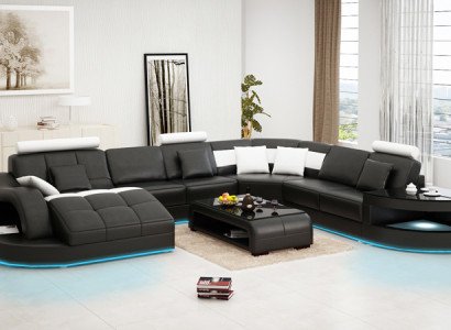 Leather sofa Couch Living landscape Corner sofa Corner Suite Design Modern new Sofa