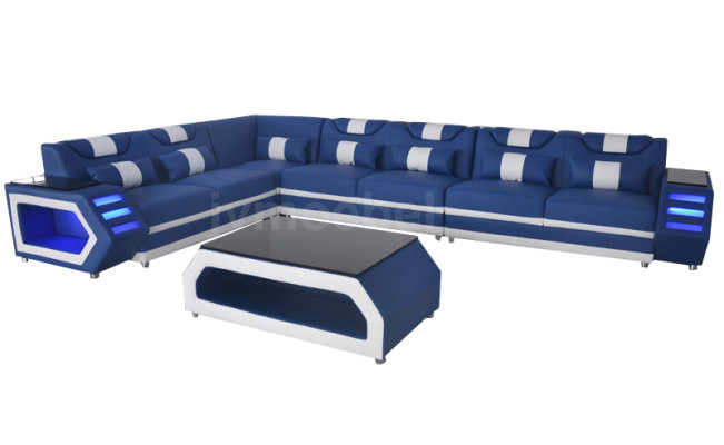 Leather sofa with USB Living landscape Corner sofa Eck Suite Design Modern Sofa G8017C