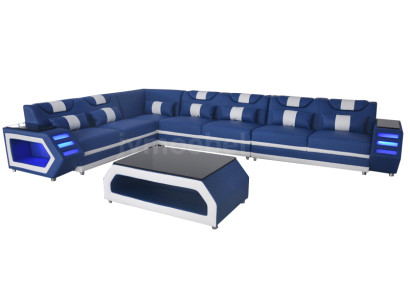 Leather sofa with USB Living landscape Corner sofa Eck Suite Design Modern Sofa G8017C
