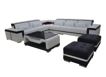 Leather Sofa Couch Upholstery Corner Modern Suite Living landscape Table Stool G8020B