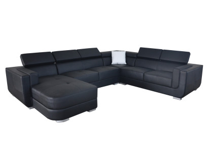 Designer Living landscape Corner sofa +USB Sofa Upholstery Leather Sofa Sofas new Black